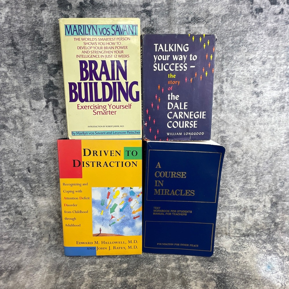 4 Book Lot Brain Building Driven To Distraction Dale Carnegie Miracles